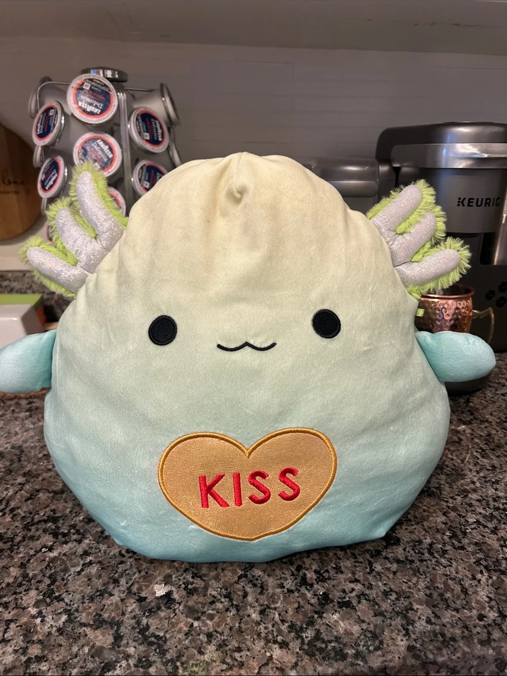 Squishmallows Mint Green to Aqua Kiss Heart Plush